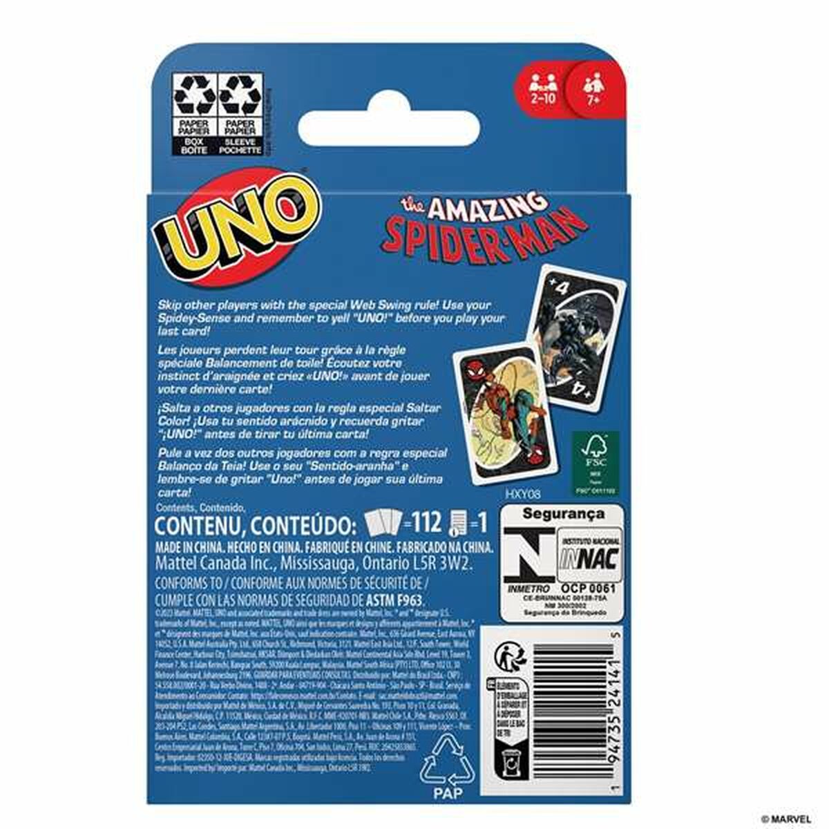 Card Game Mattel UNO Spiderman