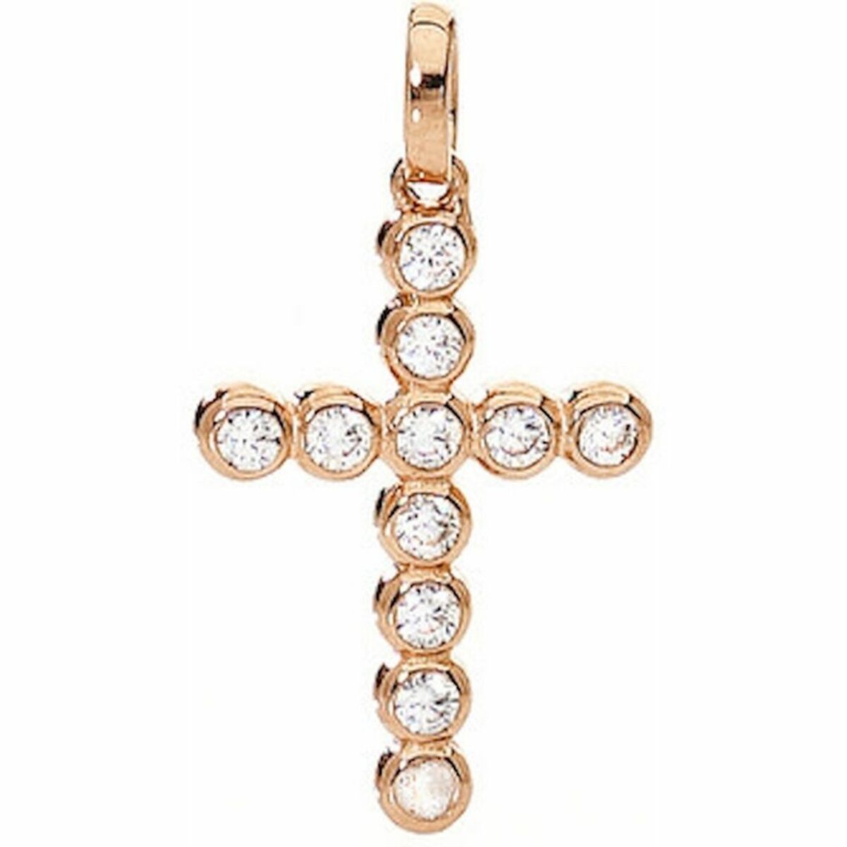 Ladies' Necklace Amen CROCE PICCOLA ARGENTO IP ORO ROSA E ZIRCONI