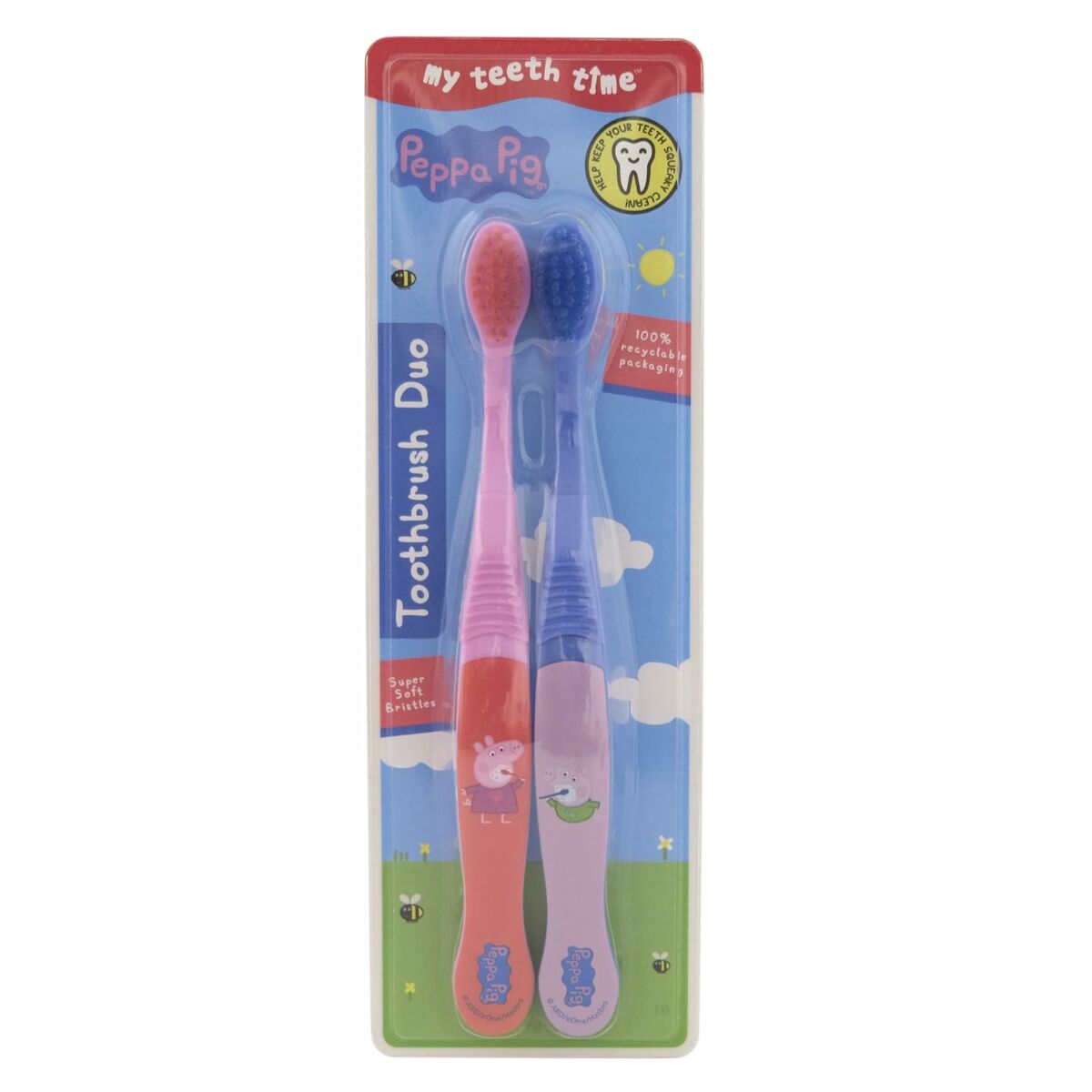 Hasbro Peppa Pig Toothbrush Duo Super Soft 4-6 (Pink and Blue)