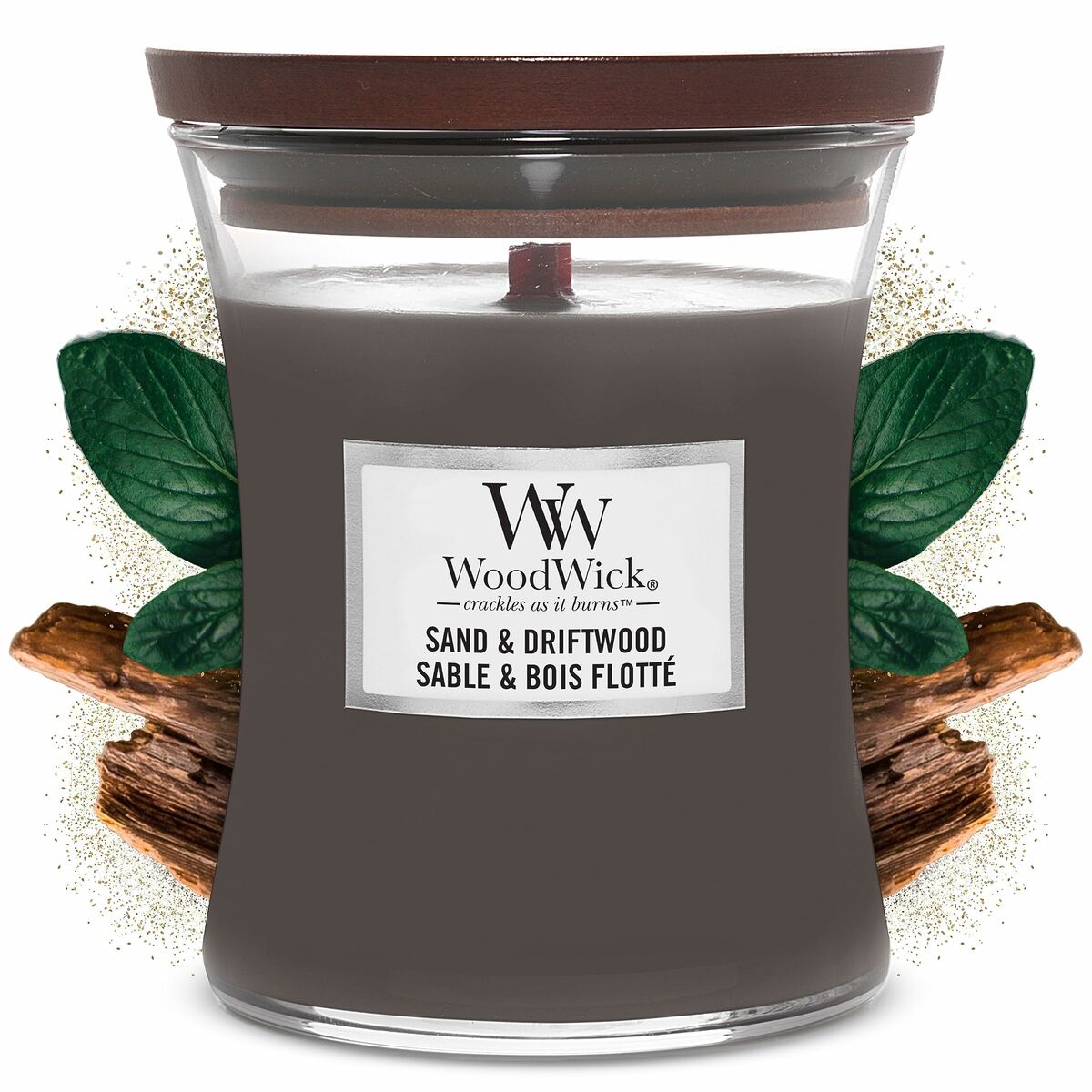 WoodWick Medium Hourglass Candles Scented Candle Sand & Driftwood 275 g