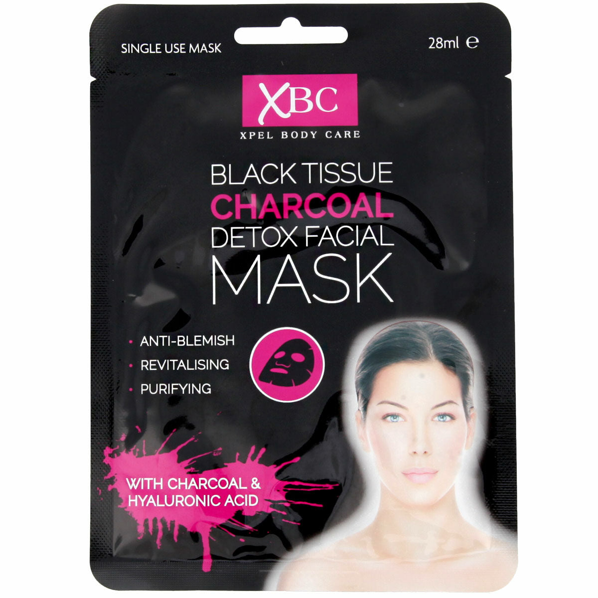 Xpel Body Care Black Tissue Charcoal Detox Facial Mask 28 ml