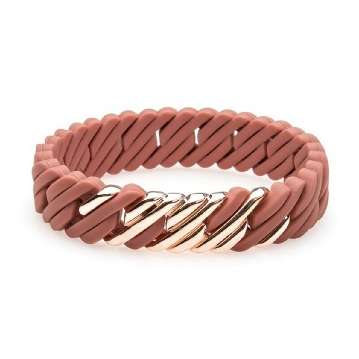 Ladies' Bracelet TheRubz Silicone Stainless steel Steel/Silicone - Colour: Brown - Measurement: 15 mm x 18 cm