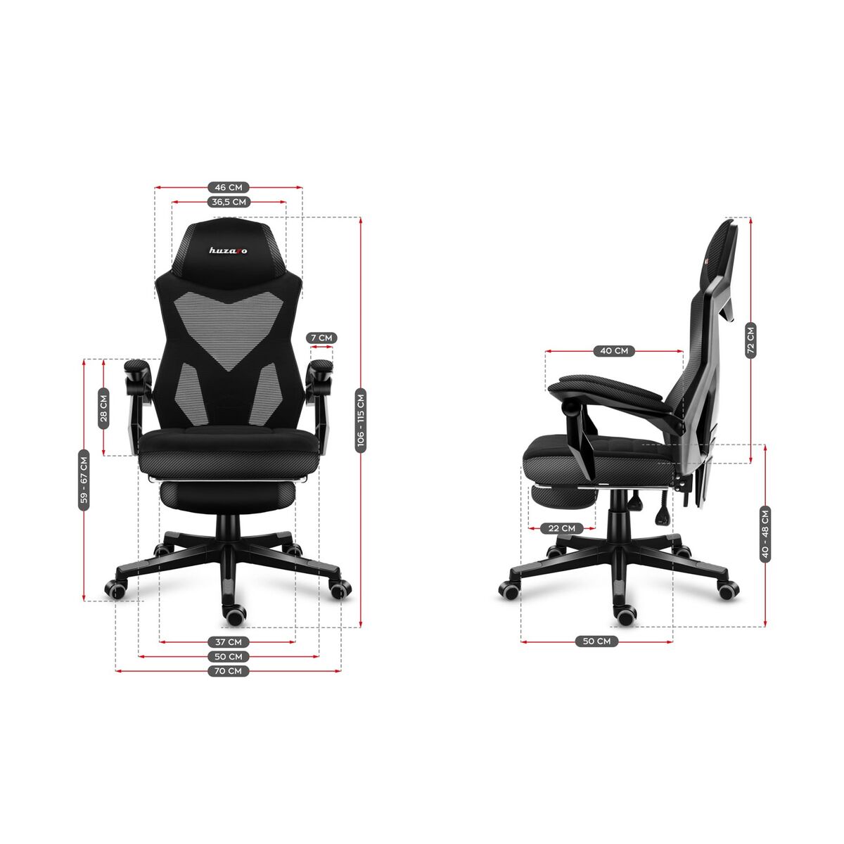 Gaming Chair Huzaro HZ-Combat 3.0 Carbon            Grey