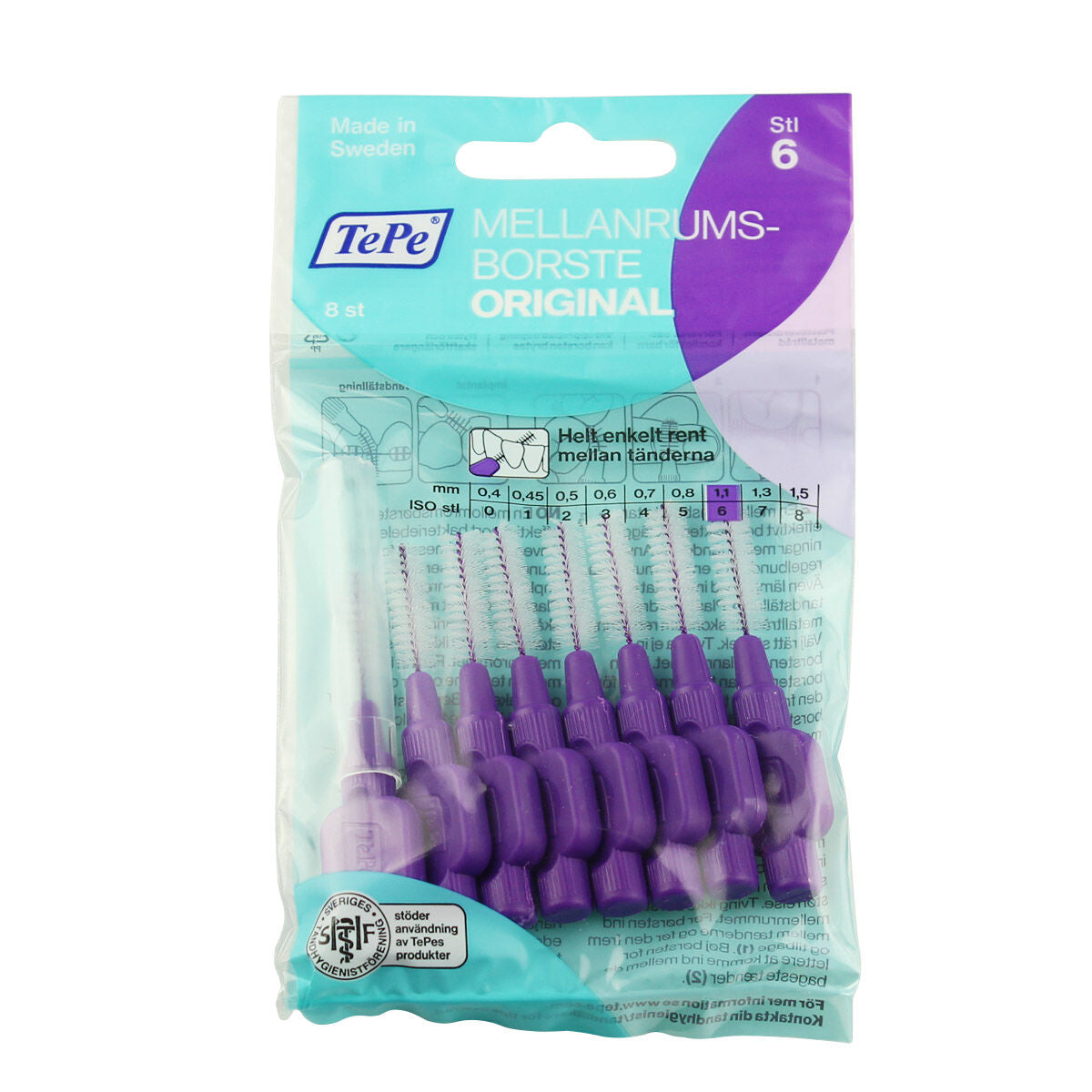 Cepillos interdentales TePe Original 6 morados (1,1 mm) 8 unidades