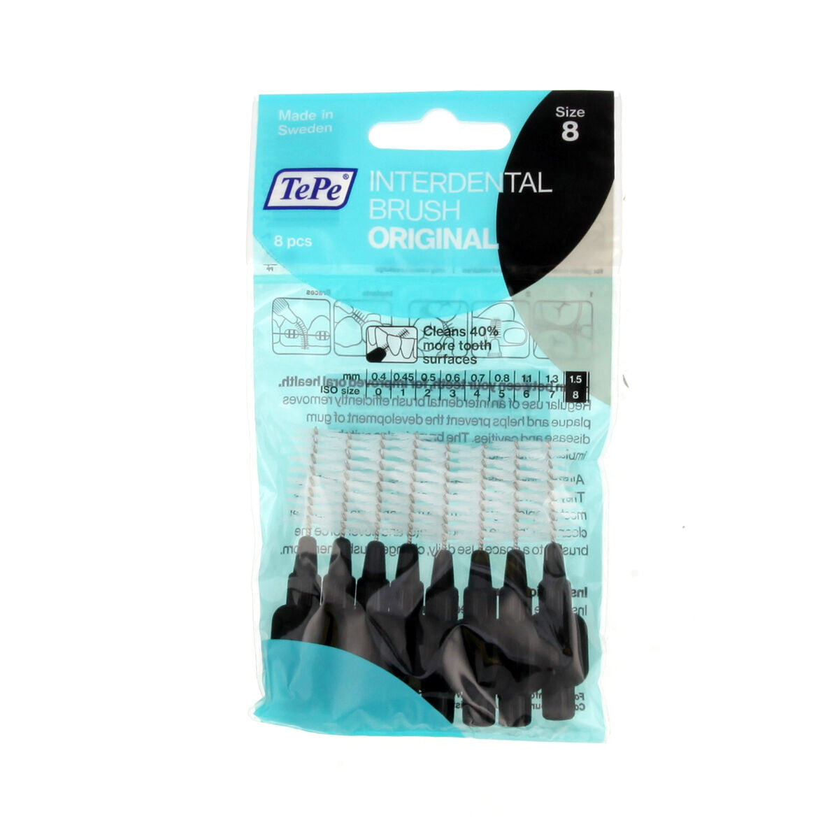 TePe Original Cepillos Interdentales 8 Negro (1,5 mm) 8uds