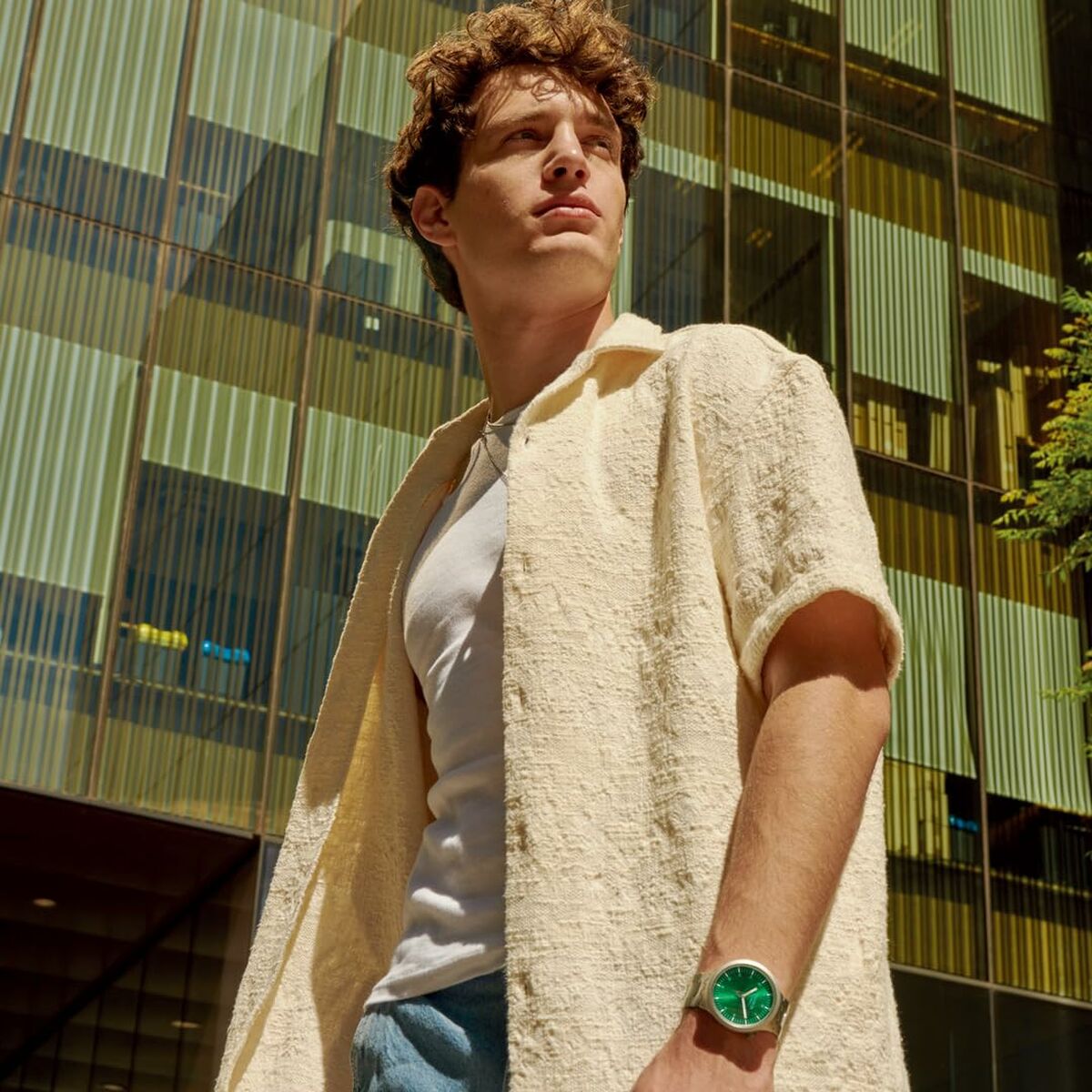 Unisex Watch Swatch SB07S101G Green Silver