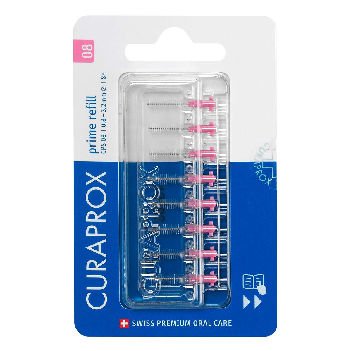 Curaprox Prime Recambio CPS 08 (0,8 - 3,2 mm) 8 uds, Rosa