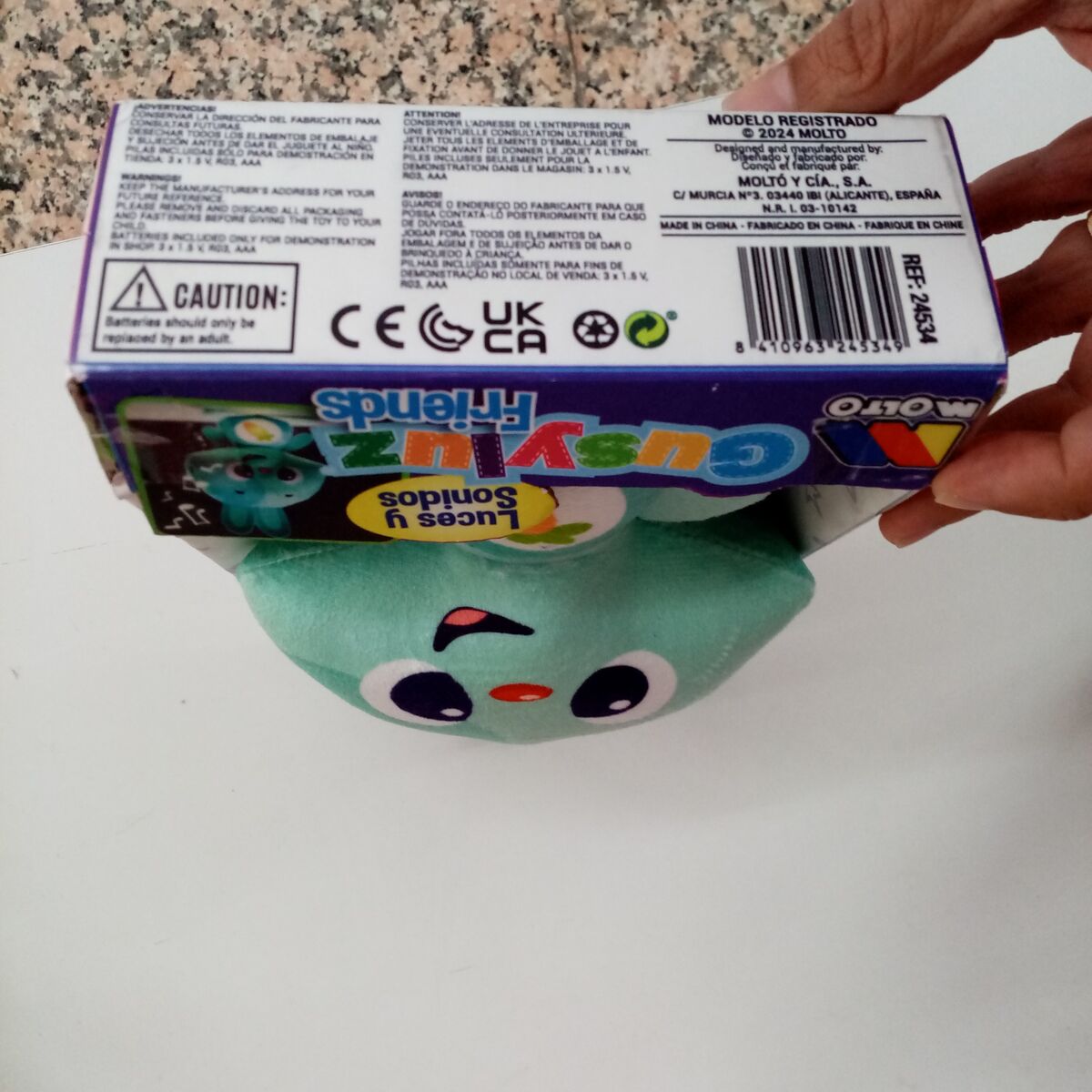 Soft toy with sounds Moltó Gusy luz Baby Bunny Turquoise 7,5 cm