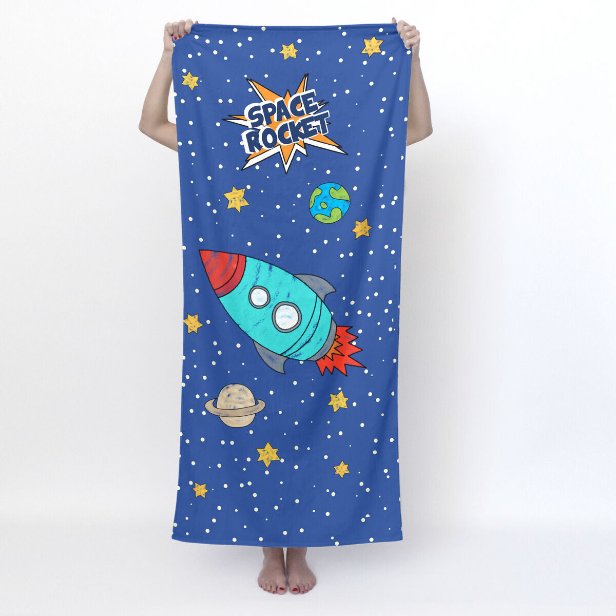 Bath towel HappyFriday Mr Fox Space Rocket Multicolour 70 x 150 cm