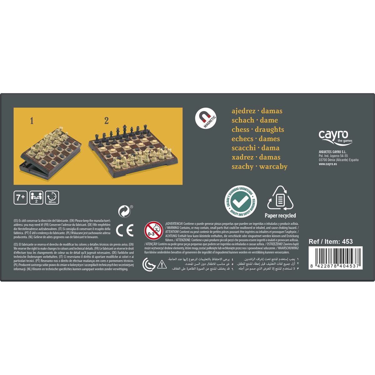 Chess and Checkers Board Cayro 453 Plastic Magnetic