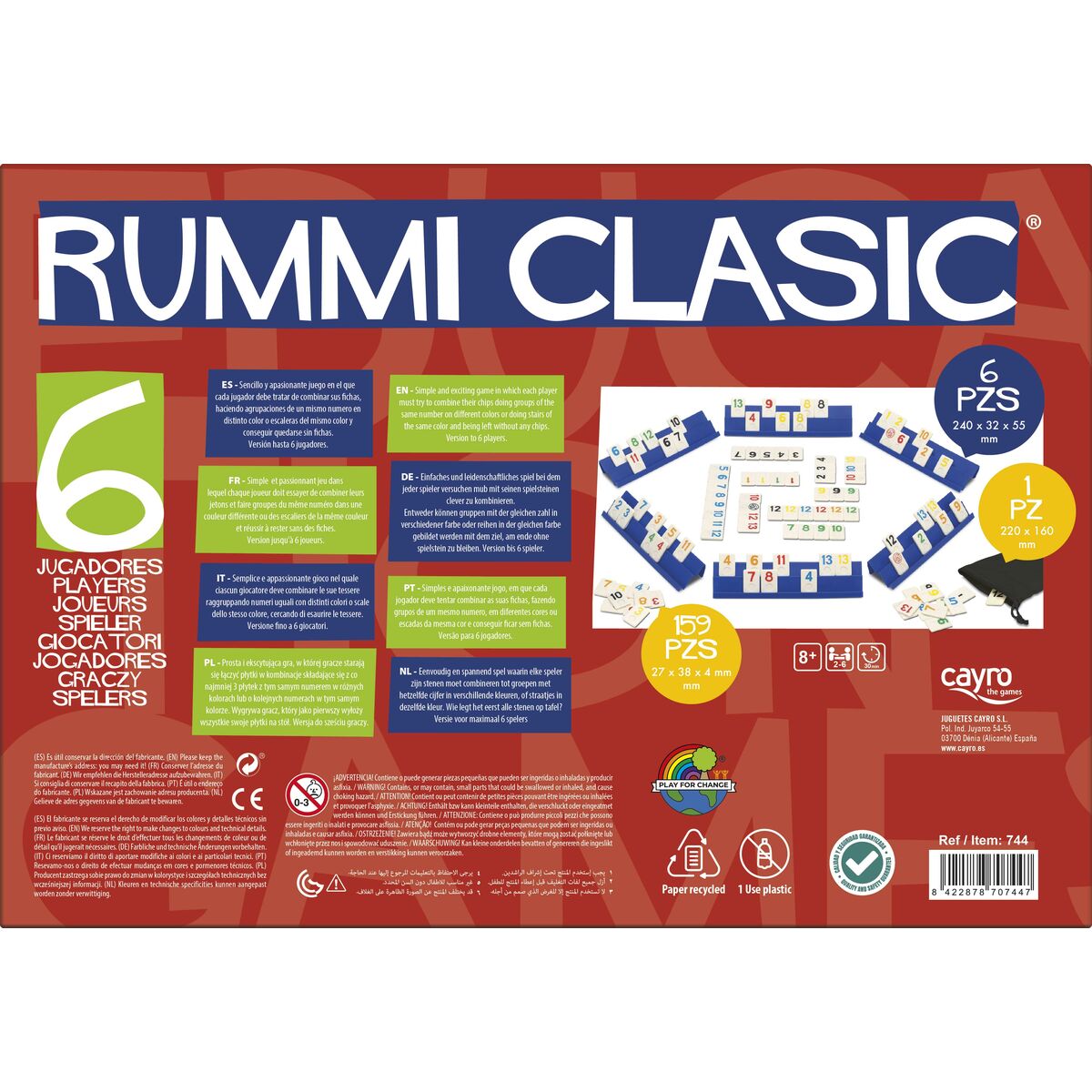 Board game Rummi Classic Cayro (ES-PT-EN-FR-IT-DE) (ES-PT-EN-FR-IT-GR) (35 x 26 x 6 cm)