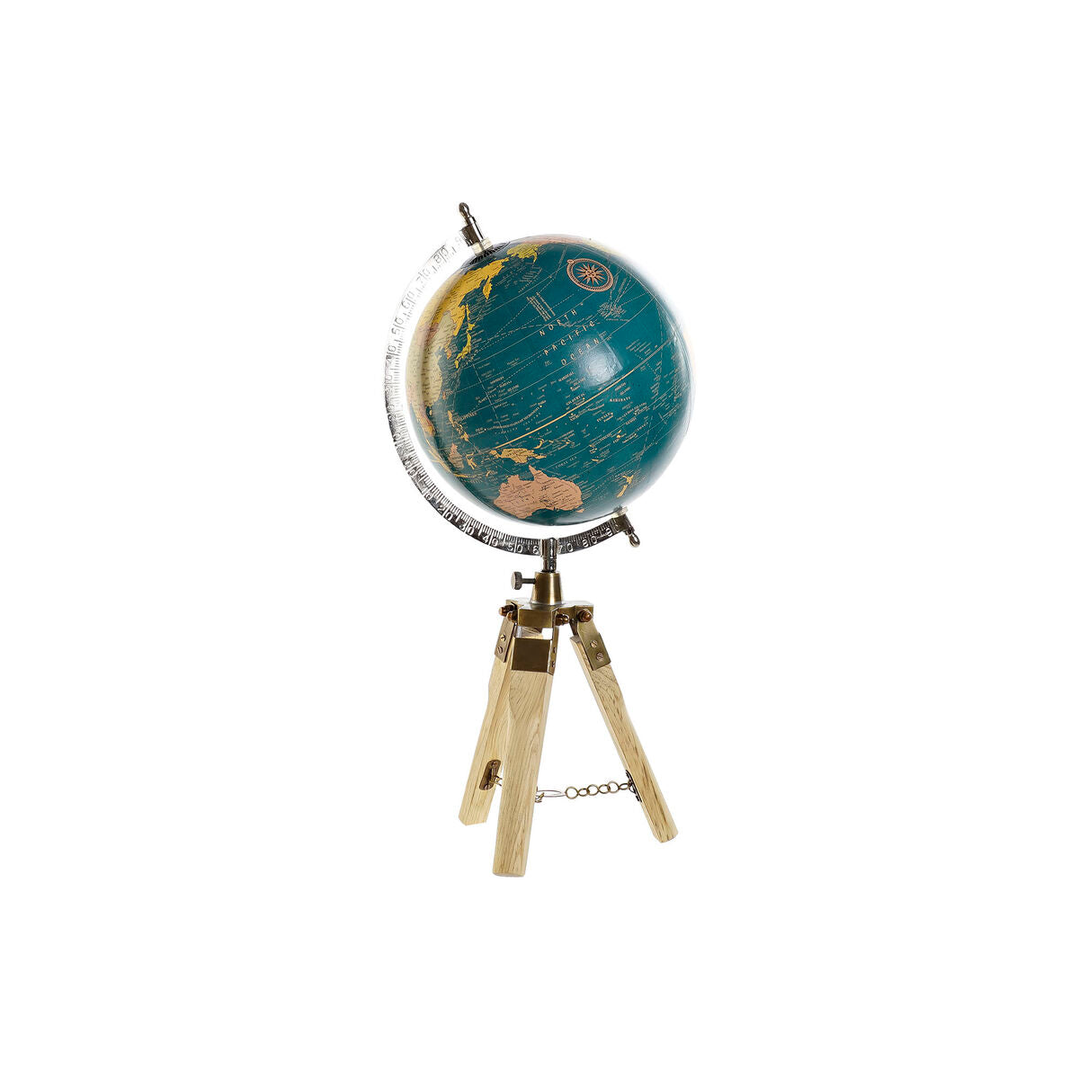 Globe DKD Home Decor Blue Brown PVC Metal Mango wood 22 x 22 x 45 cm