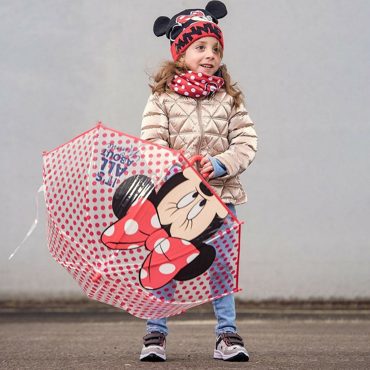 Umbrella Minnie Mouse Red 100 % POE (Ø 71 cm)