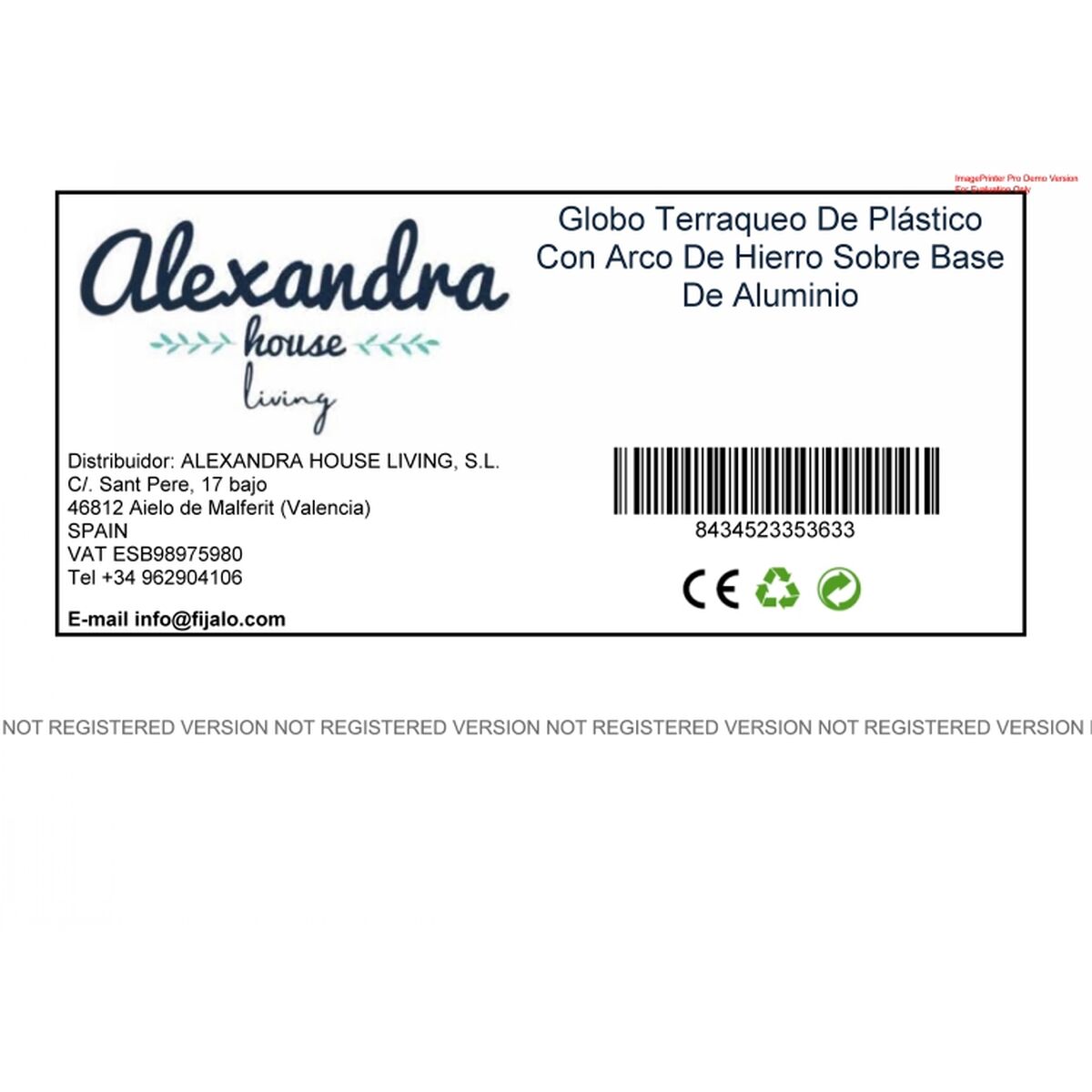 Globe Alexandra House Living Paper Aluminium Plastic 15 x 20 x 15 cm