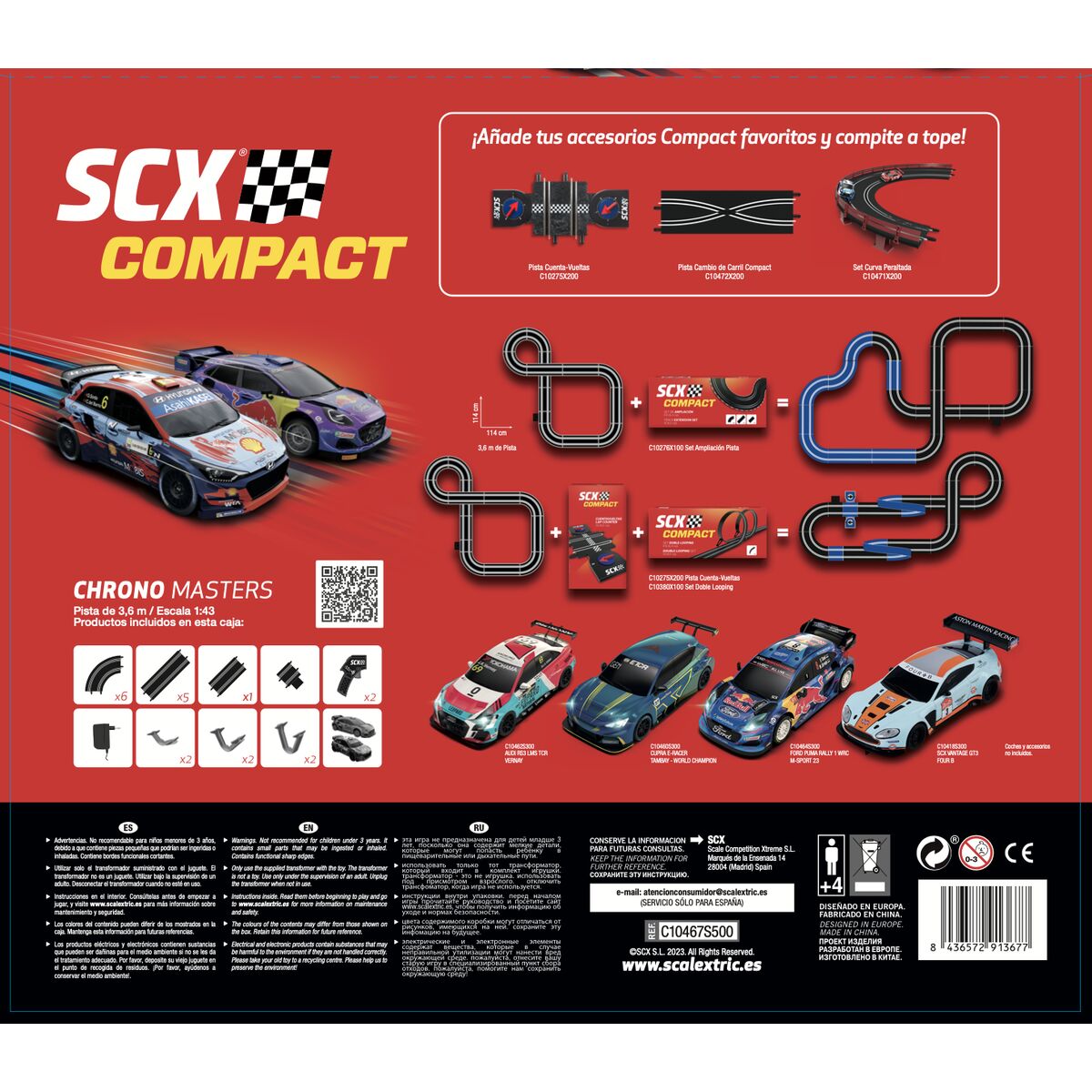 Racetrack Scalextric Chrono Masters 3,6 m 114 x 114 cm