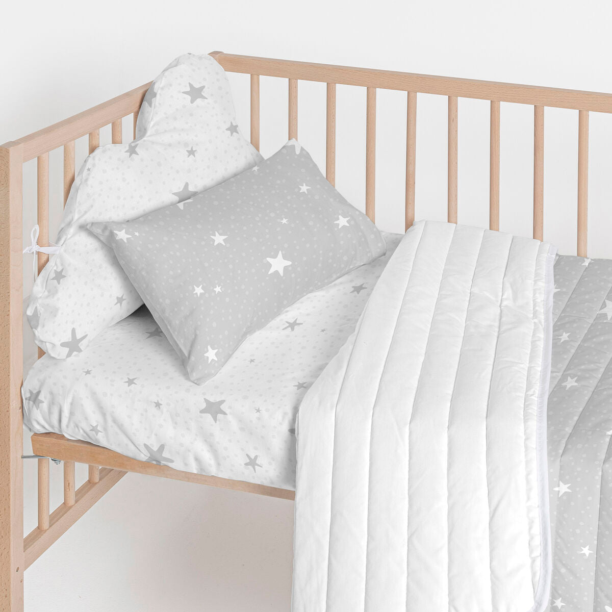 Cot protector HappyFriday Basic Kids Little star  Grey 60 x 40 cm