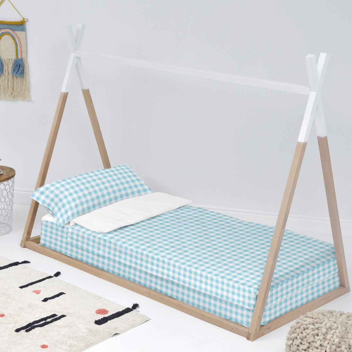 Quilt Cover without Filling HappyFriday Basic Kids Vichy Blue 90 x 200 cm