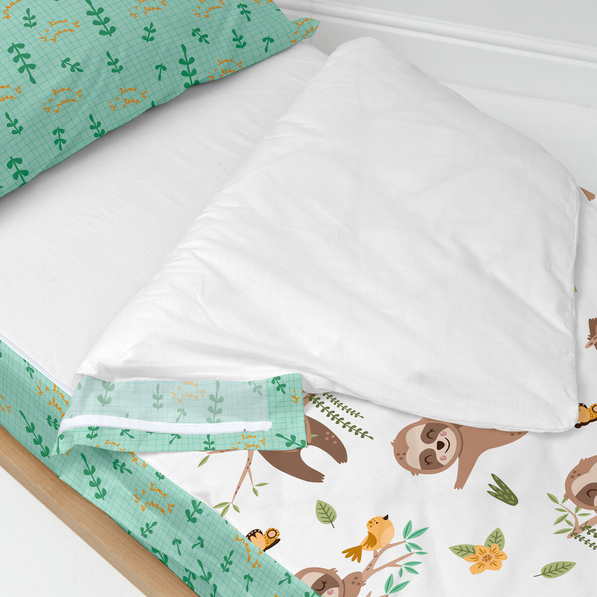 Quilted Zipper Bedding HappyFriday Moshi Moshi Happy Sloth Multicolour 105 x 200 cm