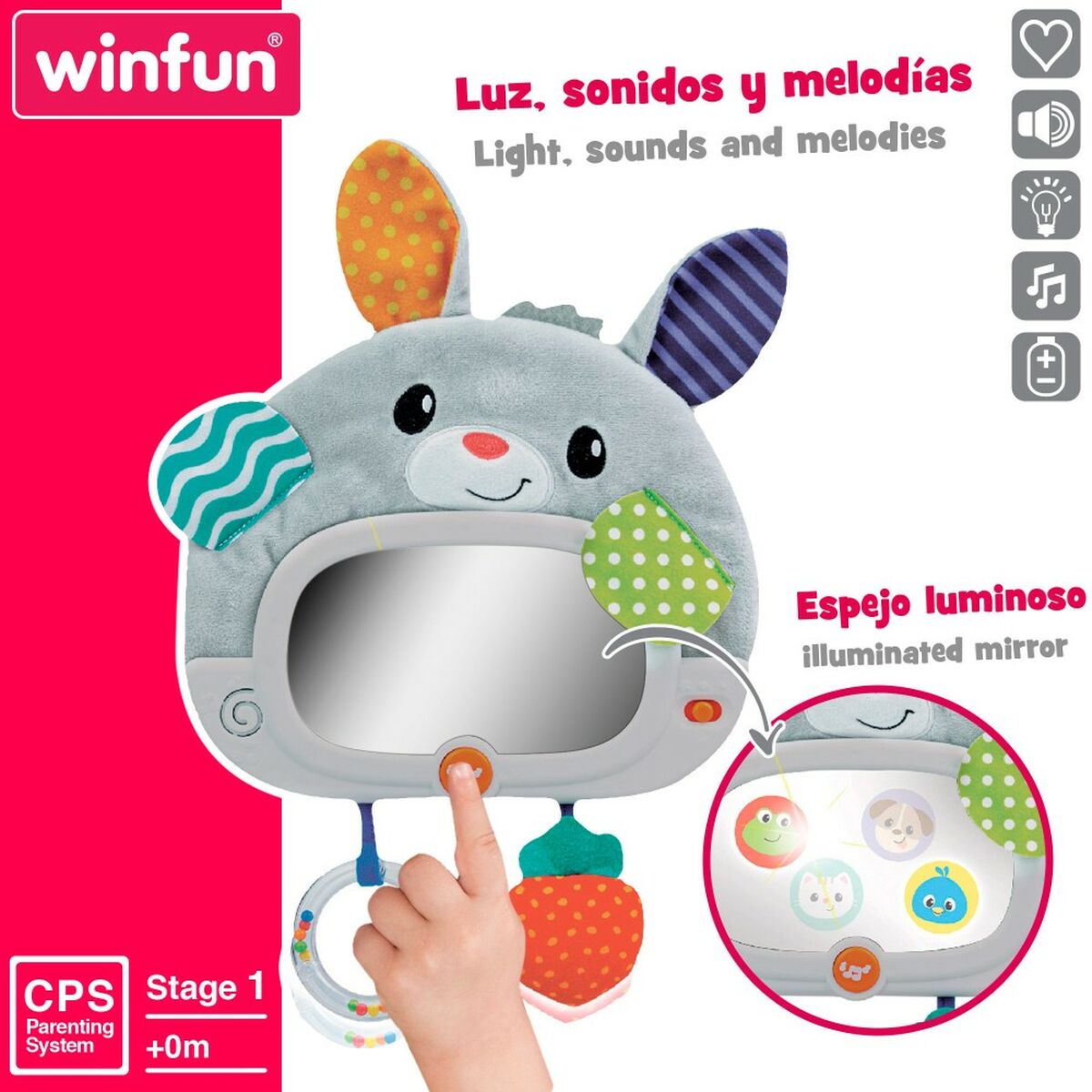 Baby toy Winfun Rabbit 25 x 35 x 2,5 cm (4 Units)