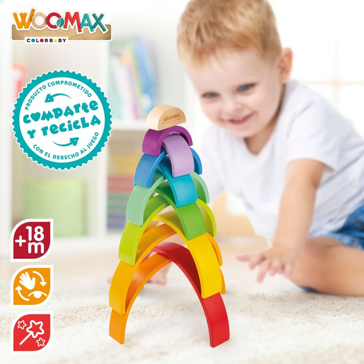 Child's Wooden Puzzle Woomax Rainbow 11 Pieces 2 Units