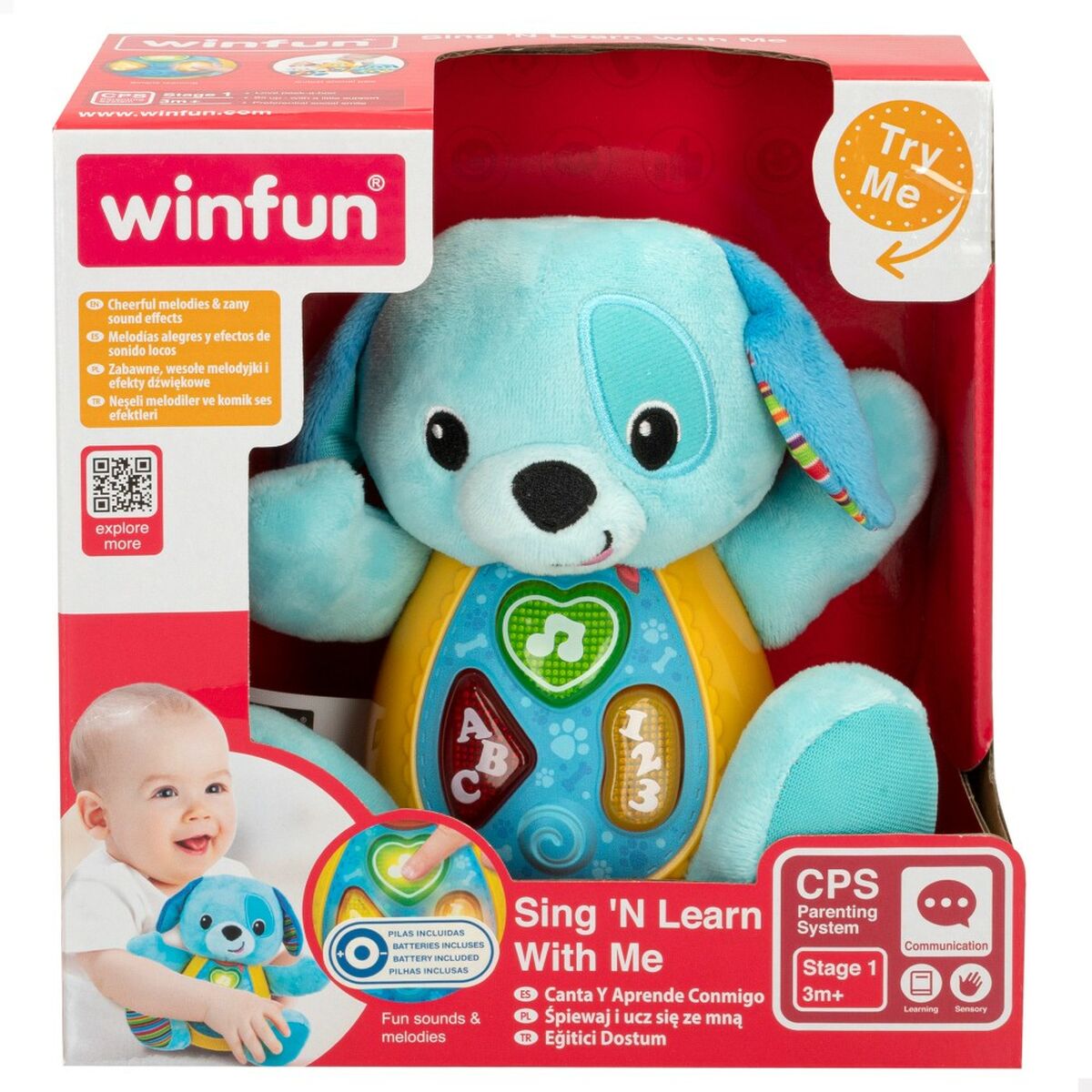 Fluffy toy Winfun animals ES 16 x 17,5 x 9,5 cm (6 Units)